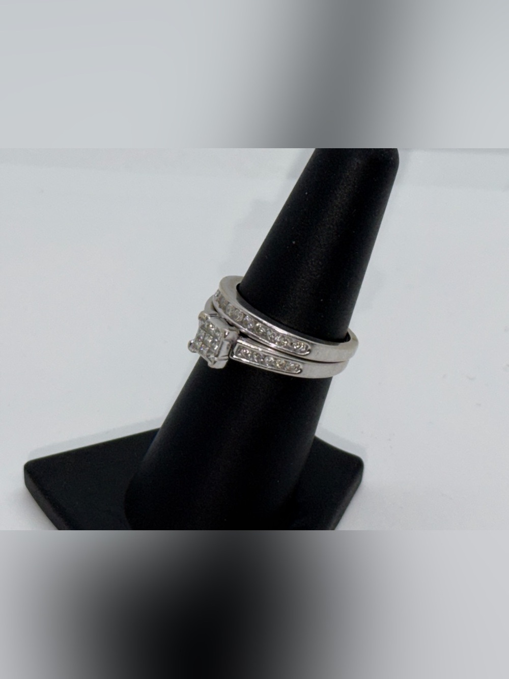 14k White gold and natural diamond bridal set size 6 1/2